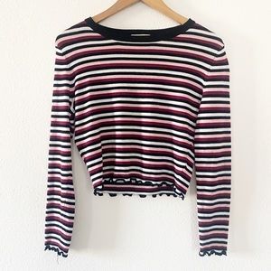 ULTRA FLIRT Cropped Knit Striped Top